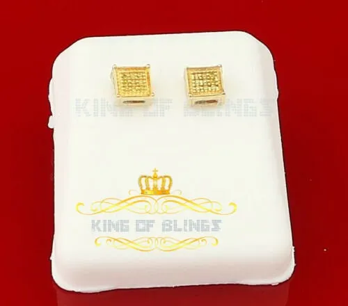 0.05ct Diamond Yellow 925 Sterling Silver Stud Women's / Men's Square Earrings