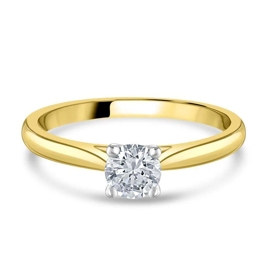 0.42ct Round Brilliant Cut Diamond 18ct Yellow Gold Ring