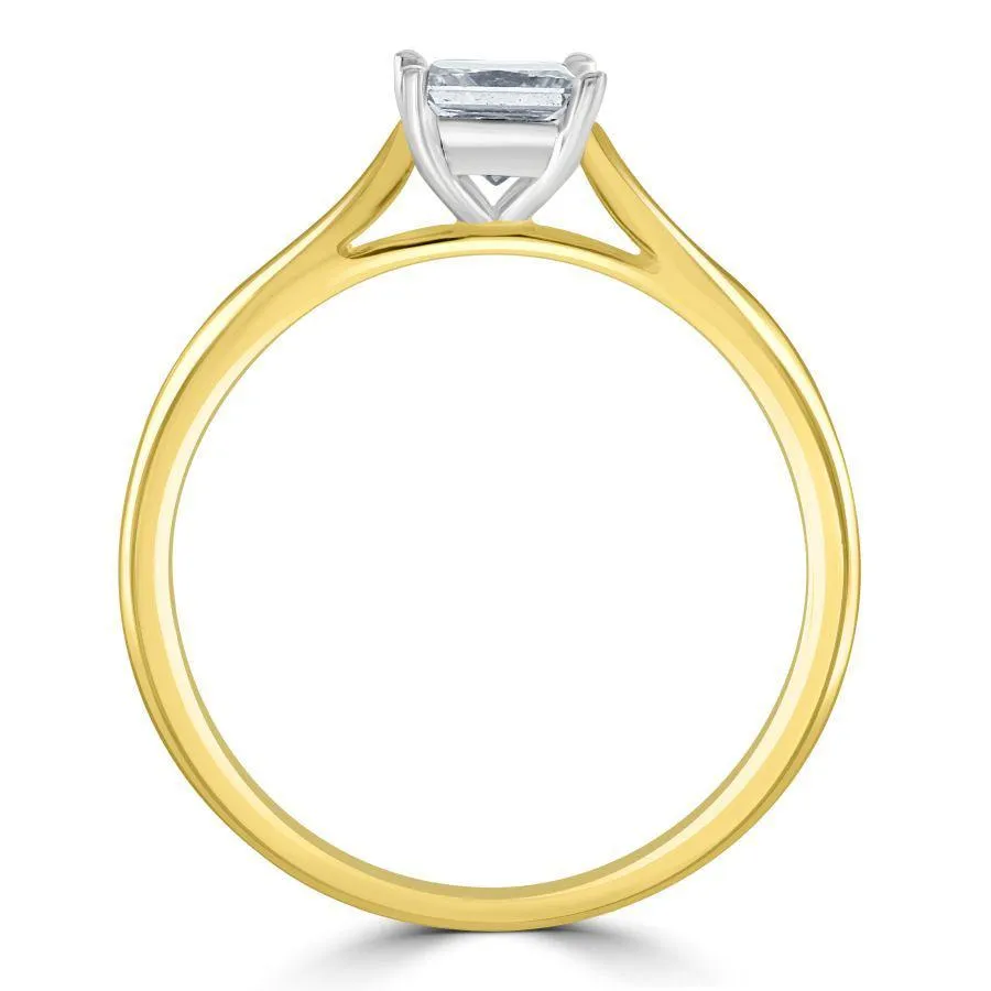 0.50ct Princess Cut Diamond Solitaire 18ct Yellow Gold Ring