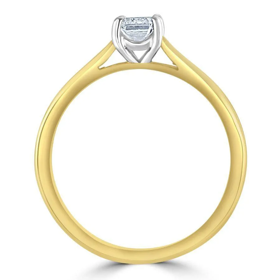 0.53ct Emerald Cut Diamond Solitaire 18ct Yellow Gold Ring