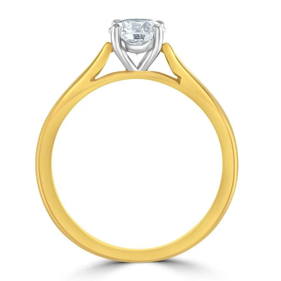 0.70ct Round Brilliant Cut Diamond Solitaire 18ct Yellow Gold Ring