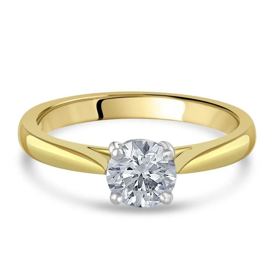 0.70ct Round Brilliant Cut Diamond Solitaire 18ct Yellow Gold Ring