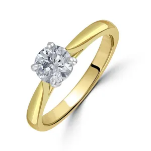 0.70ct Round Brilliant Cut Diamond Solitaire 18ct Yellow Gold Ring