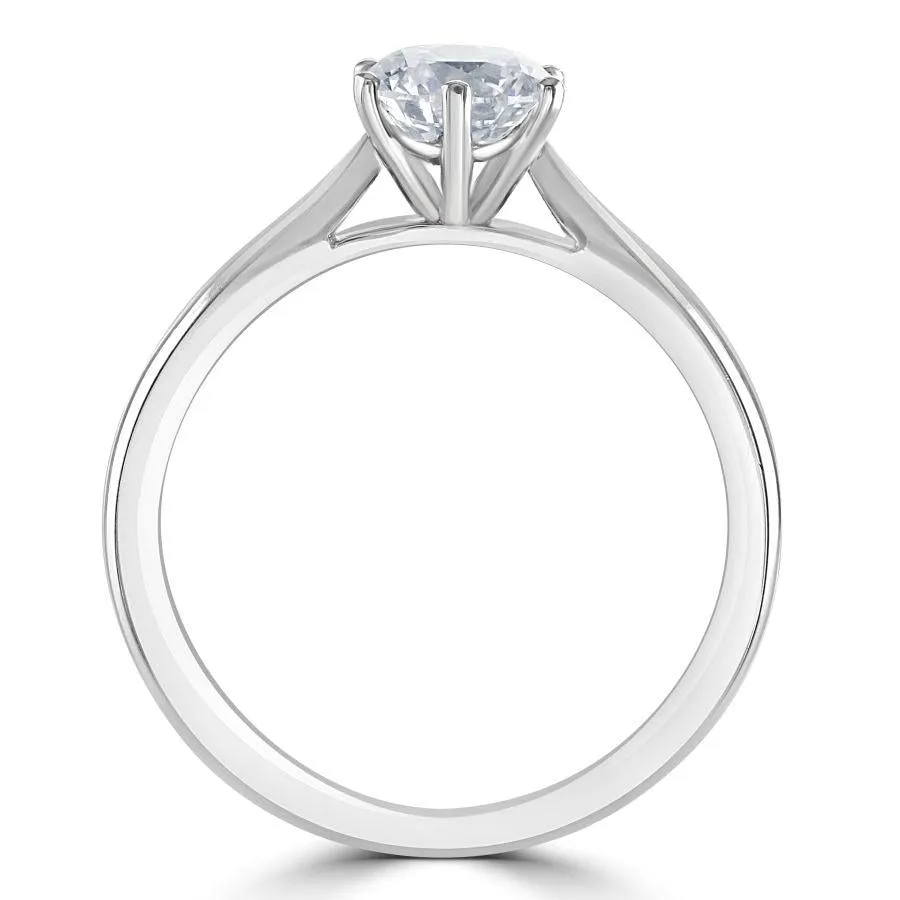 0.90ct Round Brilliant Cut Diamond Solitaire Platinum Ring