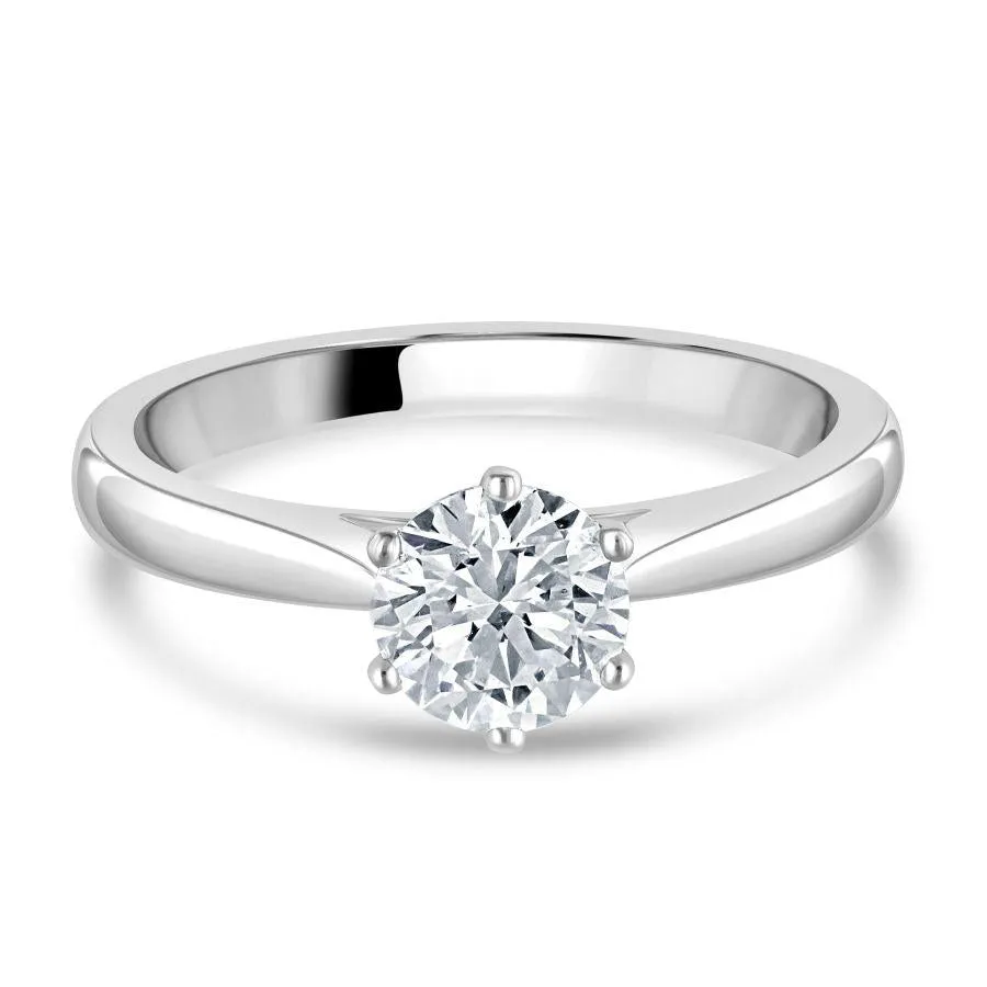 0.90ct Round Brilliant Cut Diamond Solitaire Platinum Ring