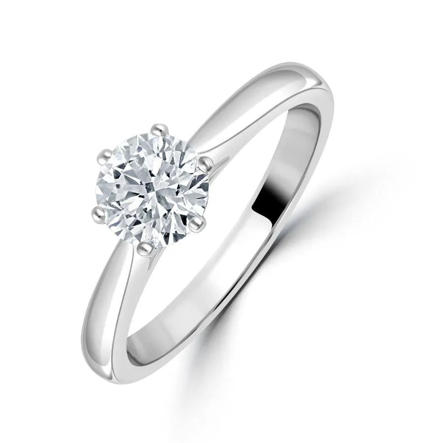 0.90ct Round Brilliant Cut Diamond Solitaire Platinum Ring