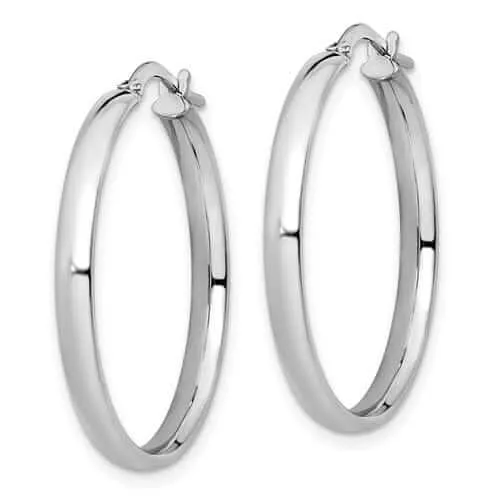 10k White Gold Polished Hoop Earrings