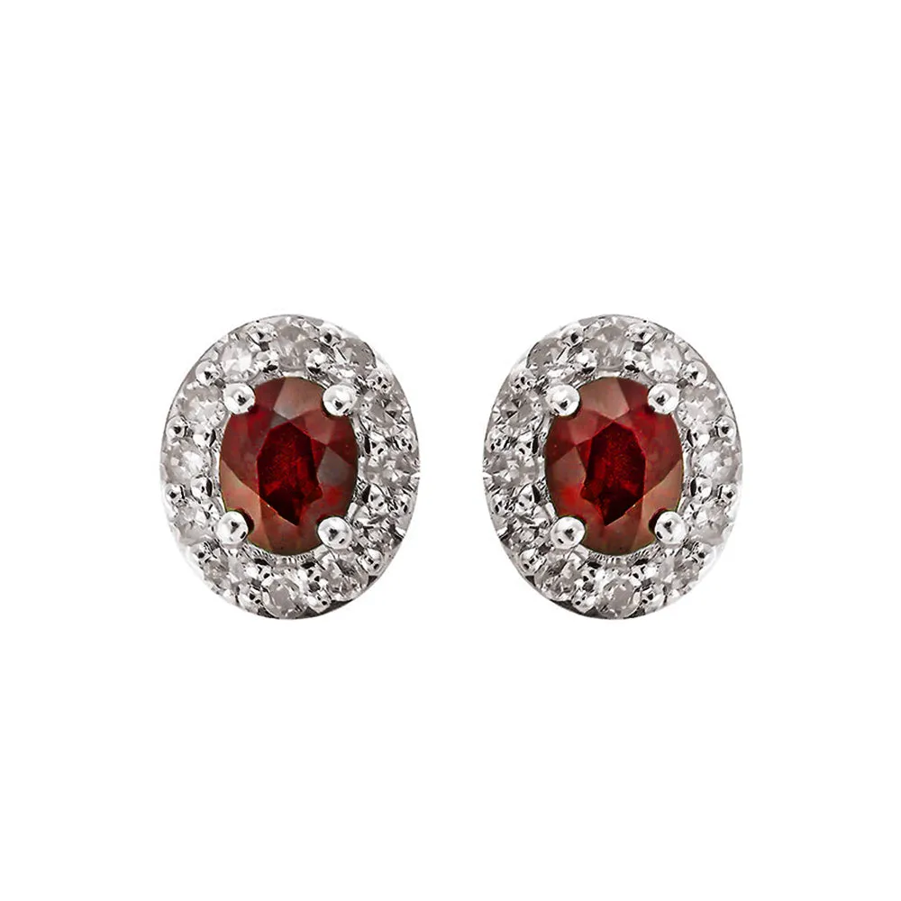 10KT WHITE GOLD DIAMOND (1/6CTW) & RUBY (3/8 CTW) EARRING