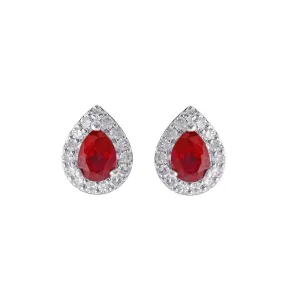 10KT WHITE GOLD DIAMOND (1/8CTW) & RUBY (3/8 CTW) EARRING