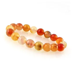 10mm 128-side Faceted Natural Red Agate Stretch Bracelet