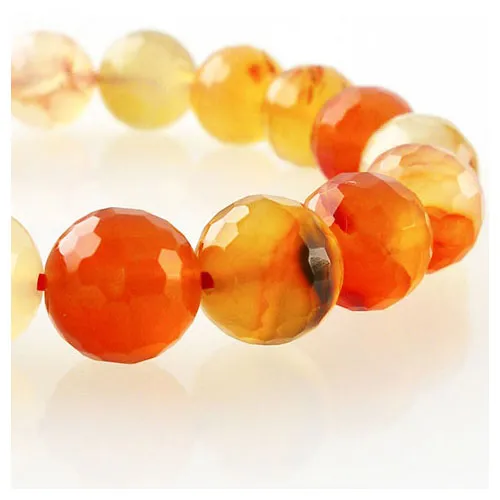 10mm 128-side Faceted Natural Red Agate Stretch Bracelet