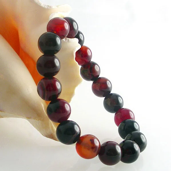 10mm Natural Multi Color Agate Stretch Bracelet