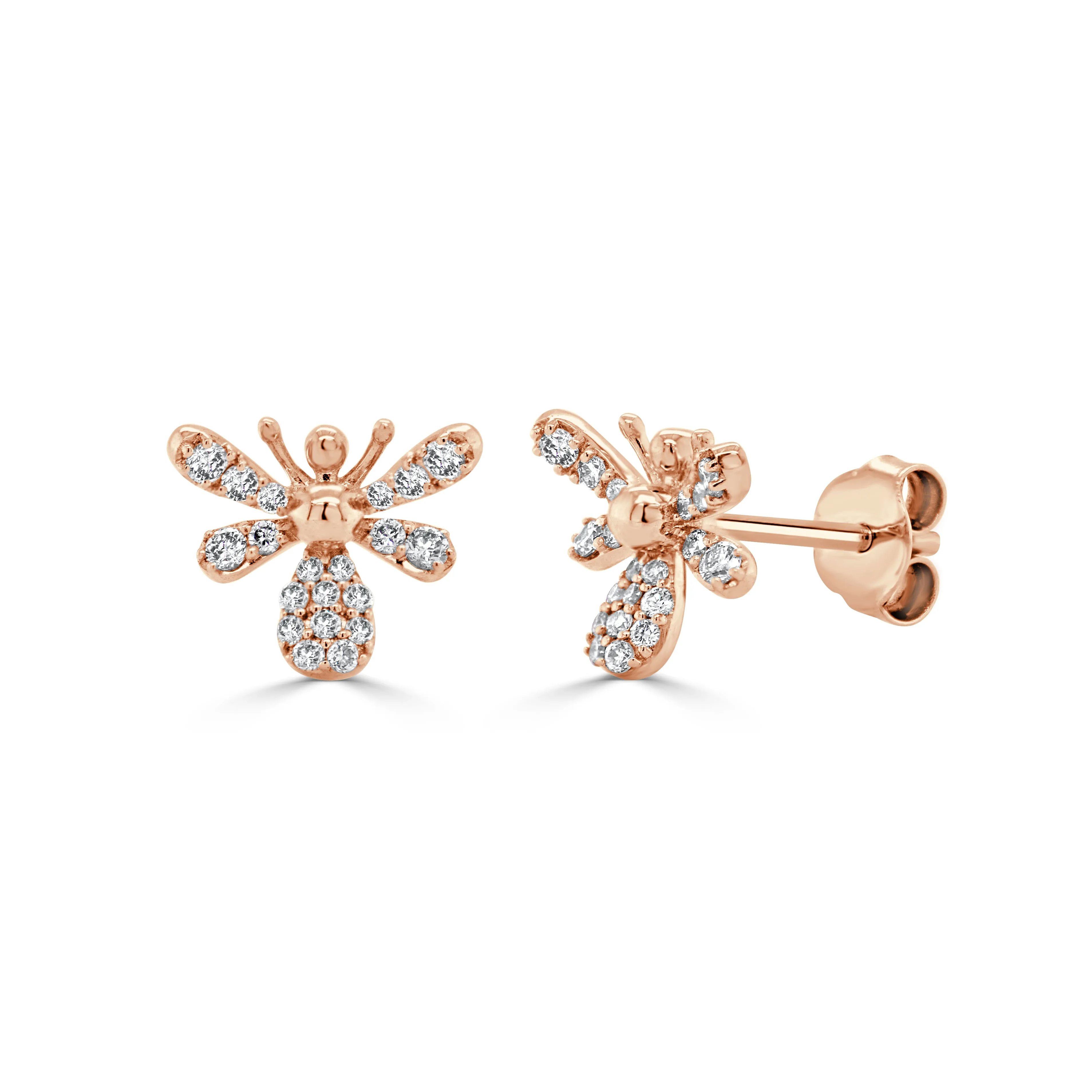 14K Gold & Diamond Bumble Bee Stud Earrings - 0.26ct