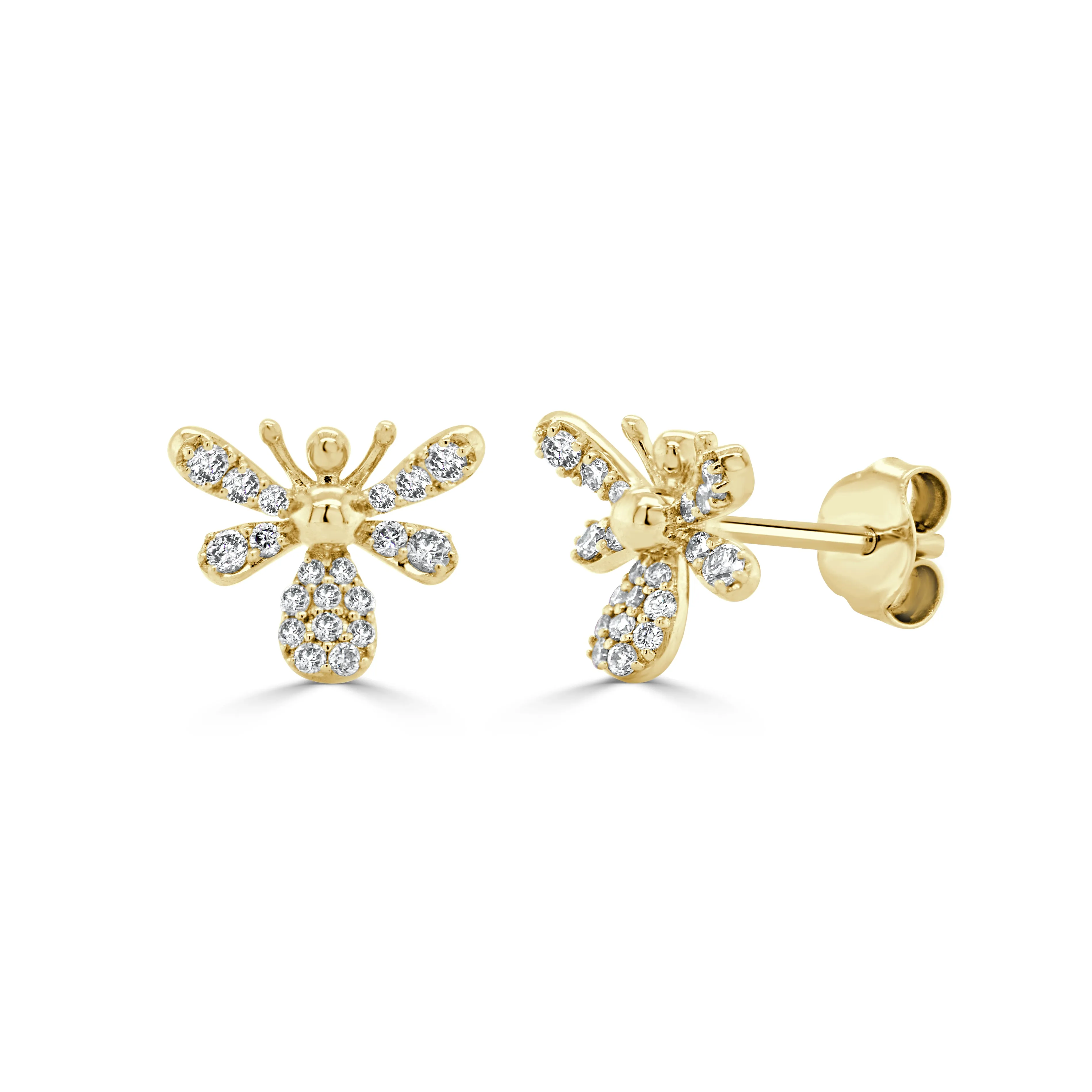 14K Gold & Diamond Bumble Bee Stud Earrings - 0.26ct