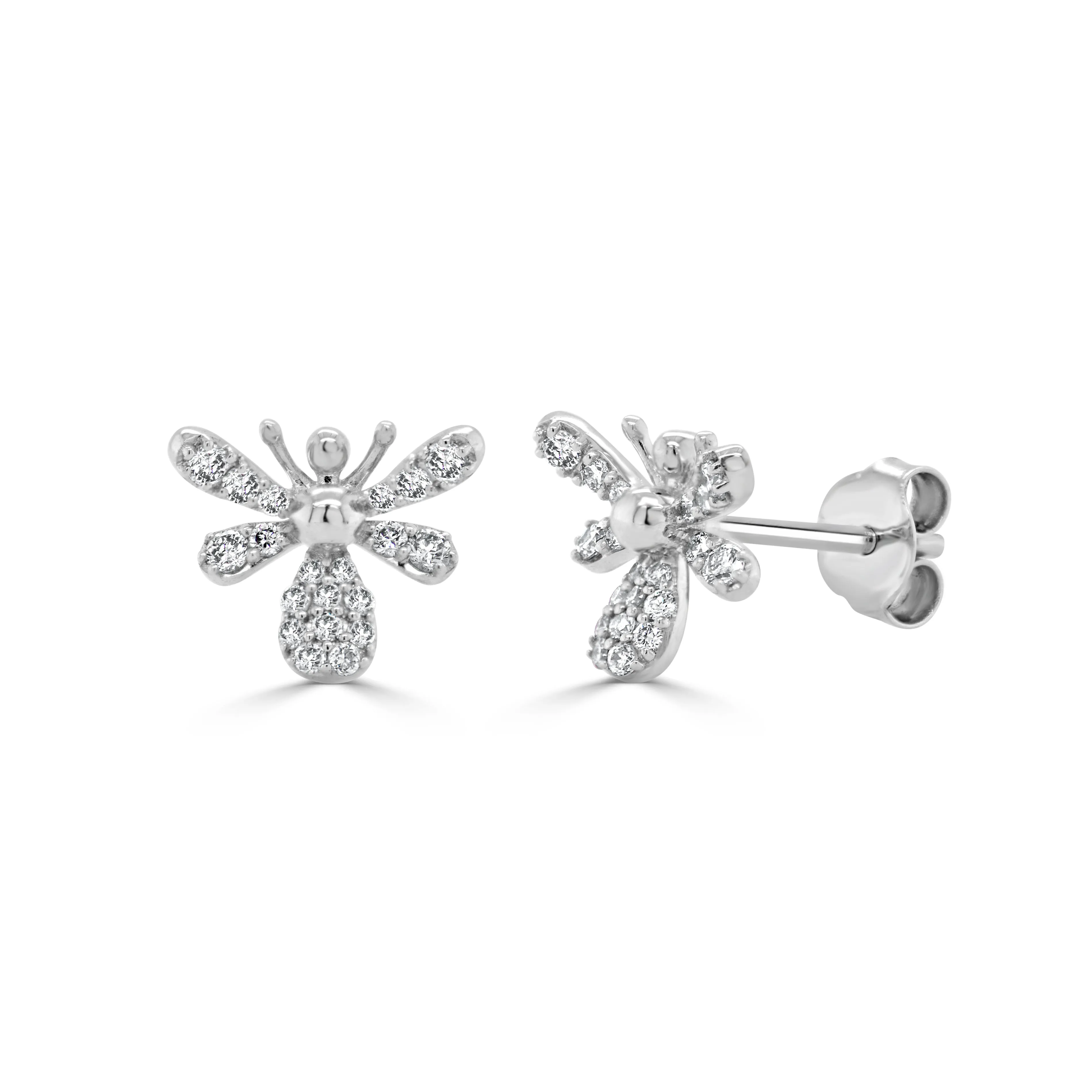 14K Gold & Diamond Bumble Bee Stud Earrings - 0.26ct