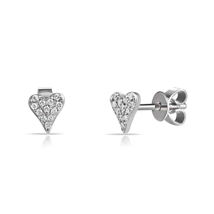 14k Gold & Diamond Heart Stud Earrings- 0.09 ct.