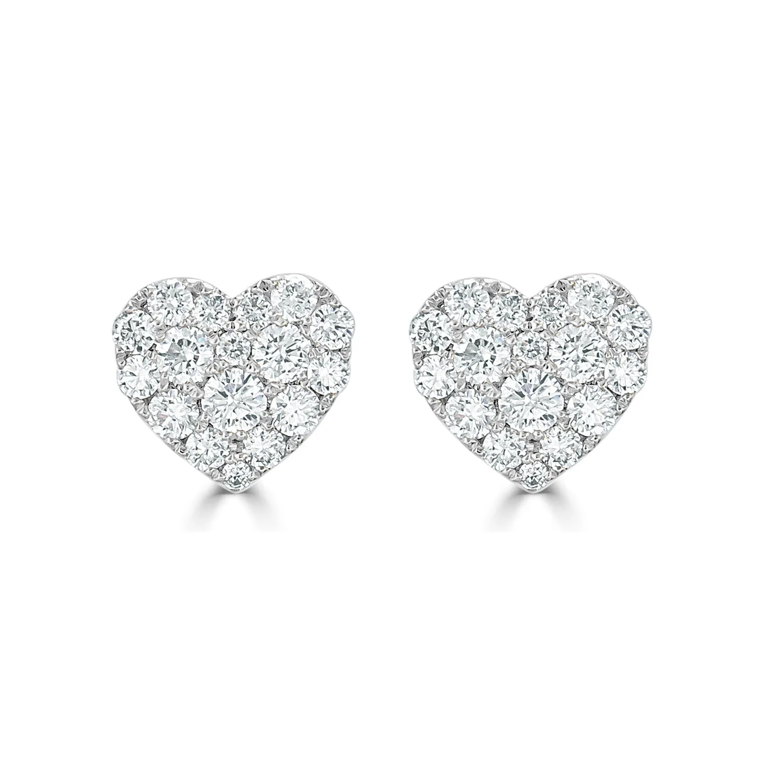 14k Gold & Diamond Heart Stud Earrings- 0.67 ct.