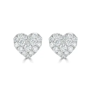 14k Gold & Diamond Heart Stud Earrings- 0.67 ct.