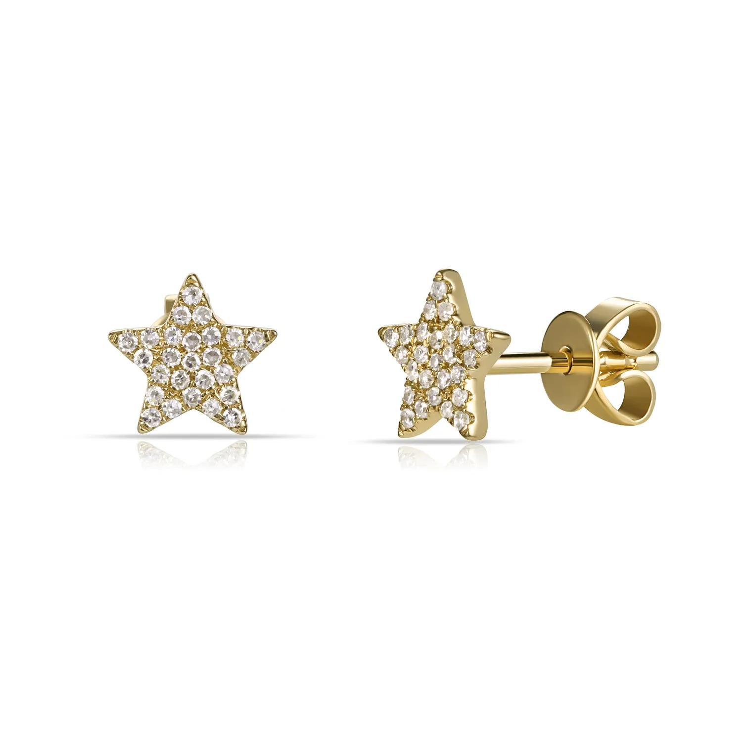 14k Gold & Diamond Star Stud Earrings - 0.11ct