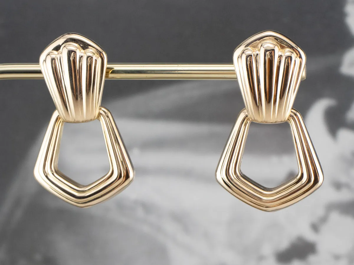 14K Gold Door Knocker Drop Earrings