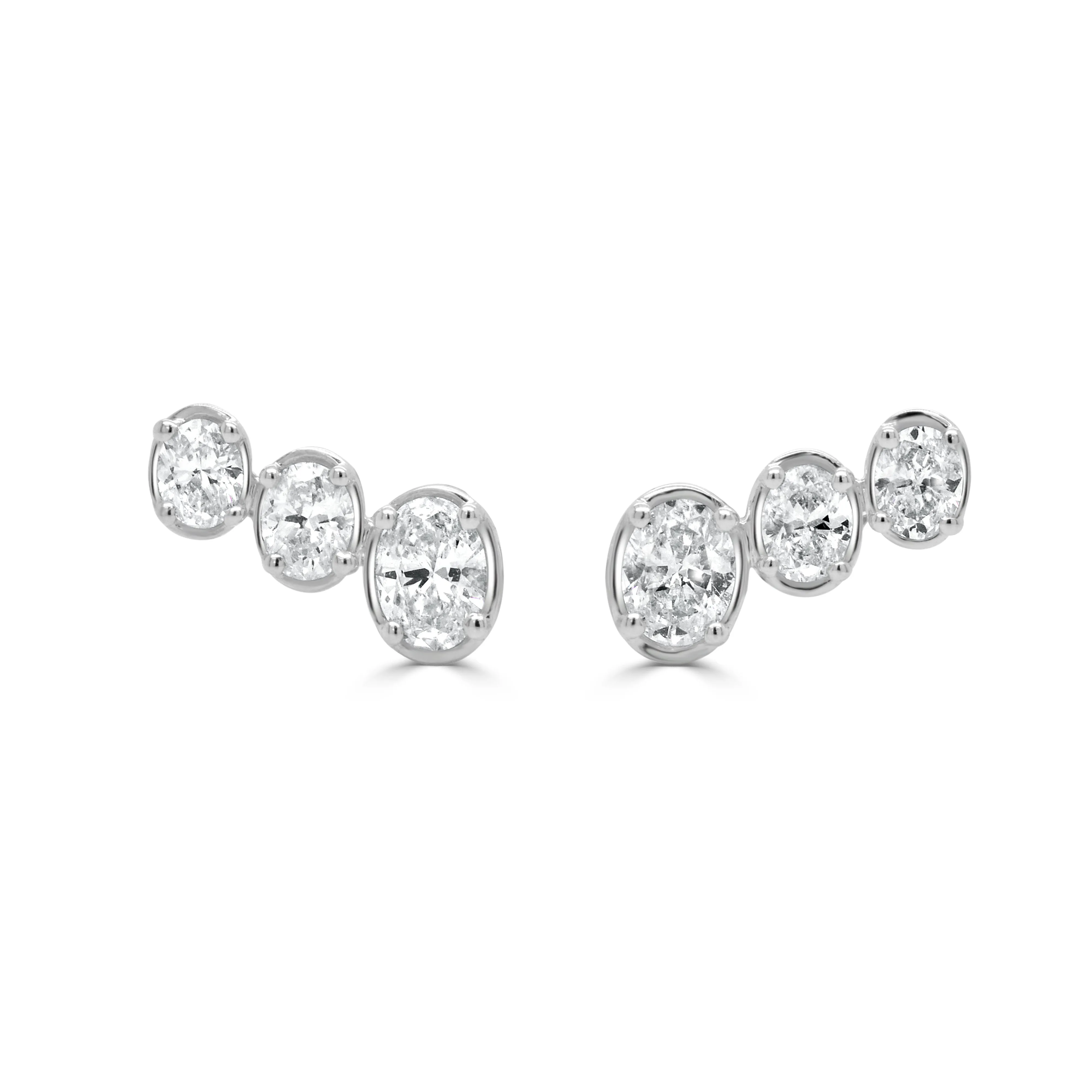 14K Gold Oval Cut Diamond Earrings - 0.75ct