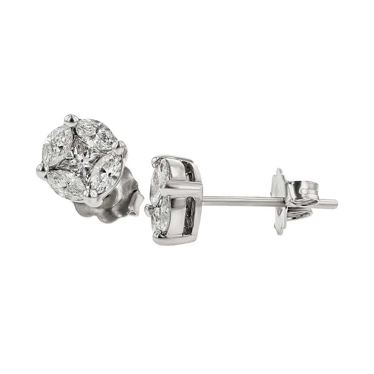 14K Princess-Cut Diamond Halo Stud Earrings