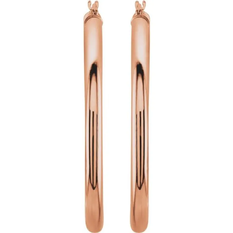 14K Rose 40 mm Tube Hoop Earrings