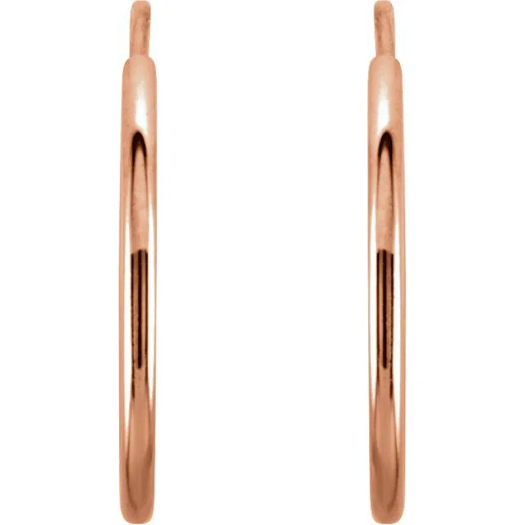 14K Rose Endless Tube 15 mm Hoop Earring