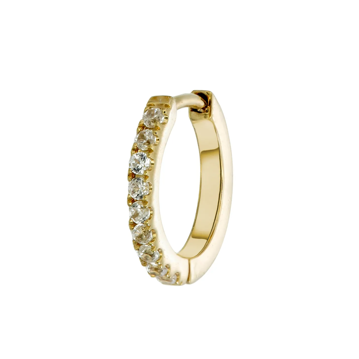 14K SOLID GOLD MINI HALO HOOPS - WHITE ZIRCON