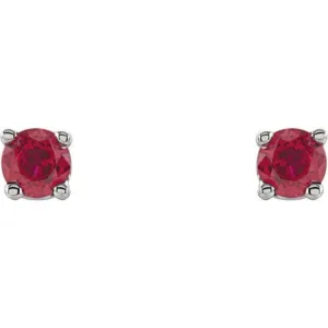 14K White 2.5 mm Lab-Grown Ruby Stud Earrings