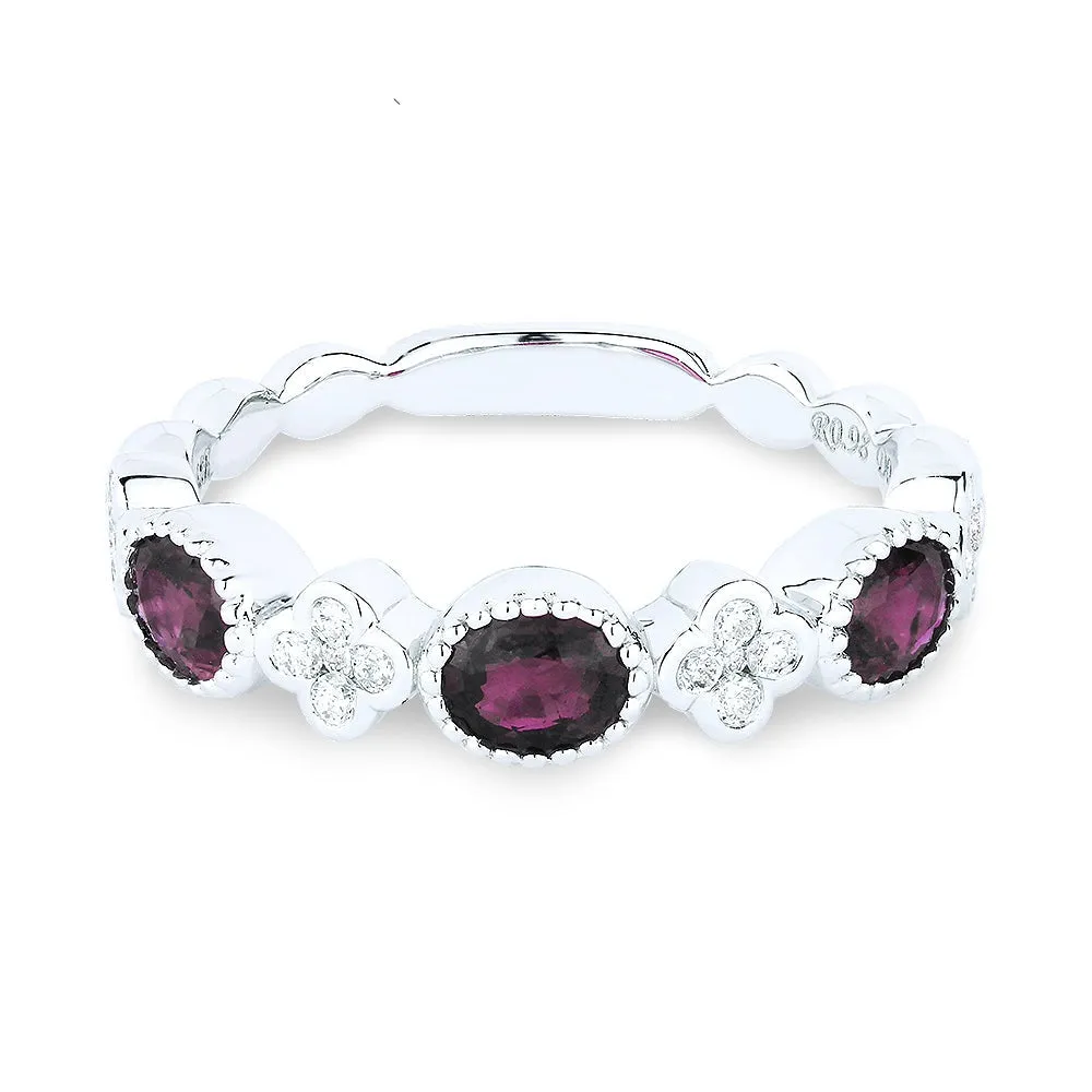 14k White Gold 0.92 Ct Ruby, 0.19 Ct Diamond Ring