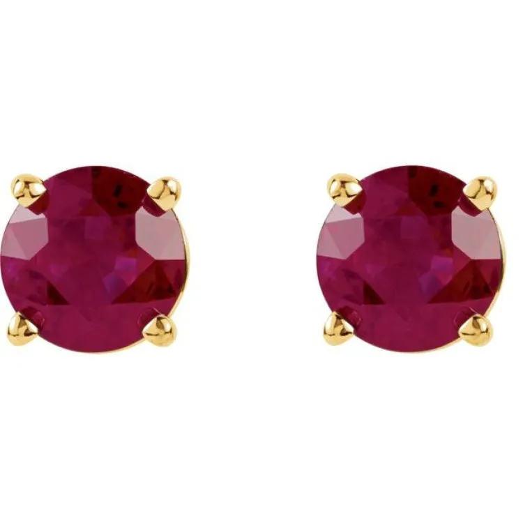 14K Yellow 5 mm Natural Ruby Stud Earrings