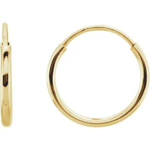 14K Yellow Endless Tube 10 mm Hoop Earring