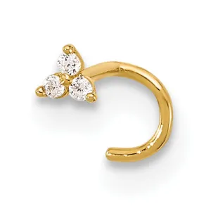 14k Yellow Gold  23 Gauge CZ Triangle Nose Stud