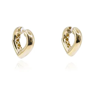 14K YELLOW GOLD HEART HOOP EARRINGS