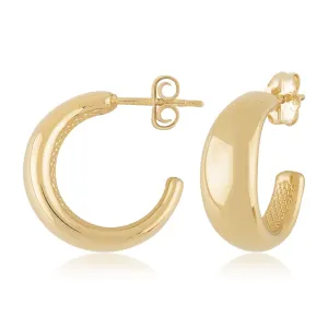 14K Yellow Tapered J Hoop Earrings