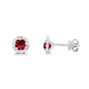 14KW 18D0.08CT,2GR0.80CTDIAMOND/GARNET BIRTHSTONE ER  (151E10130GR)