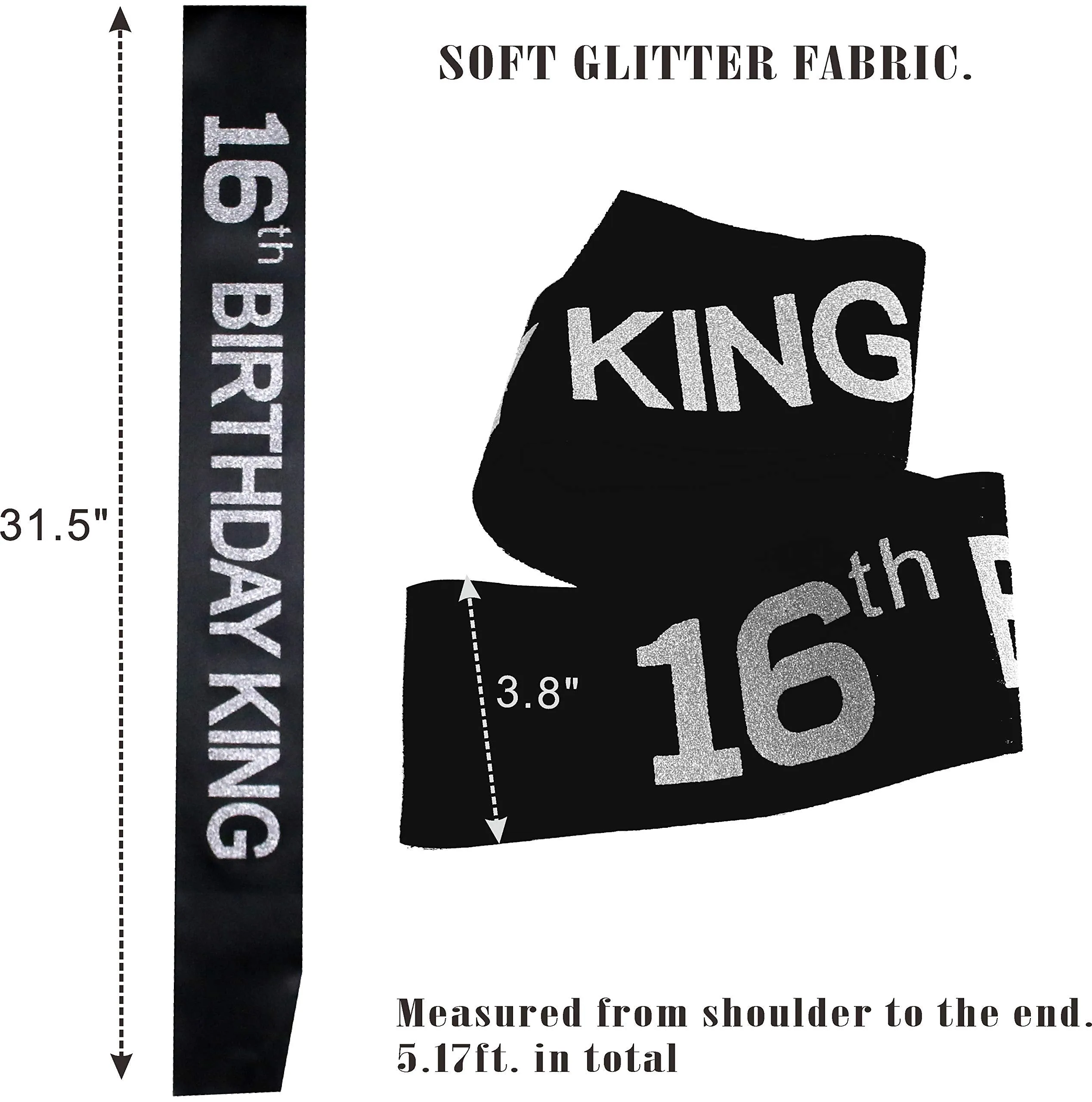 16th Birthday King Crown,16th Birthday Gifts for Boy,16th Birthday King Sash,16th birthday