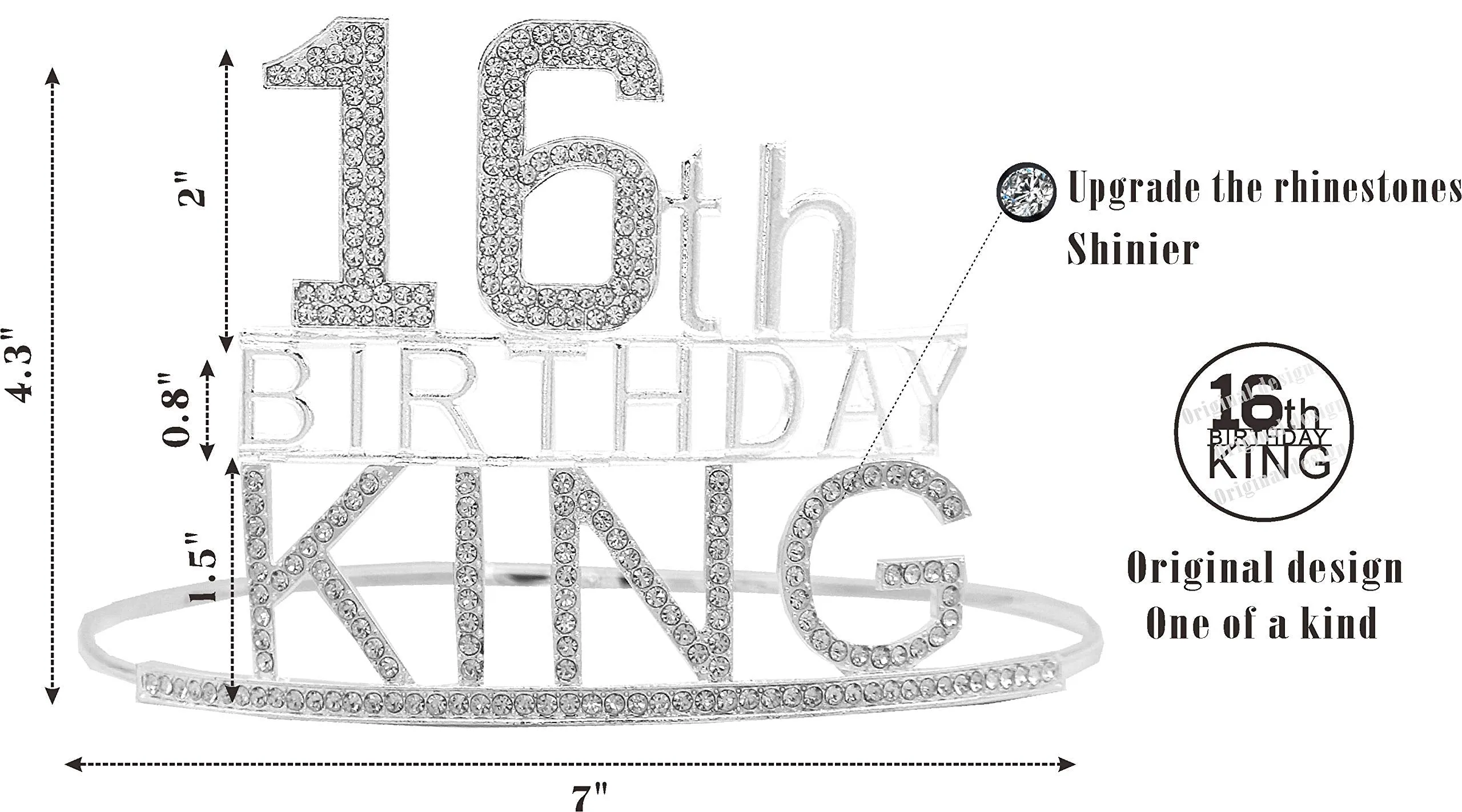 16th Birthday King Crown,16th Birthday Gifts for Boy,16th Birthday King Sash,16th birthday