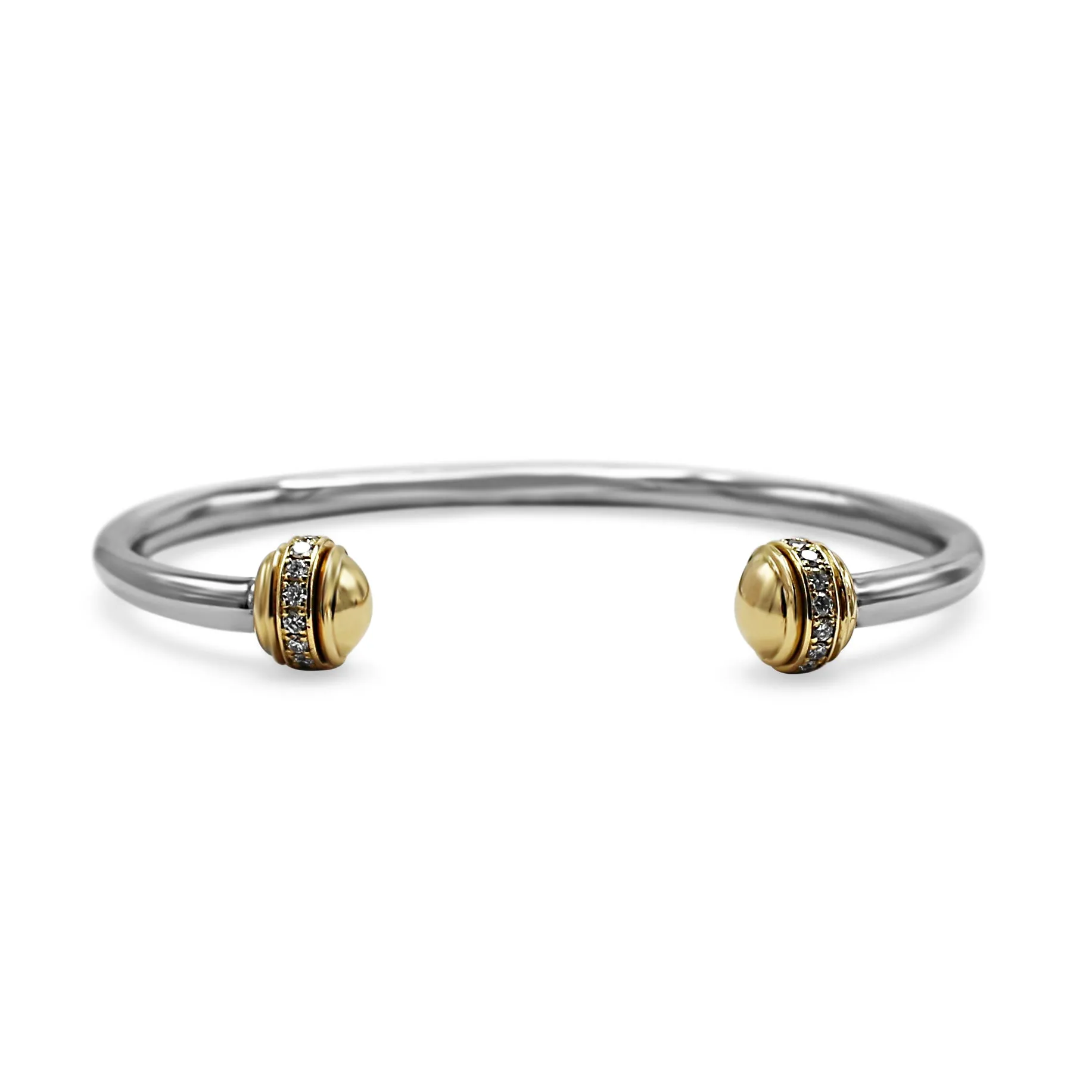 18ct Gold Diamond Set Torque Bangle