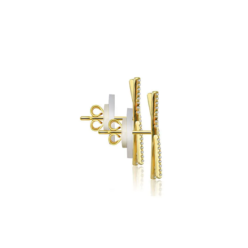 18k Gold Cross Diamond Earring