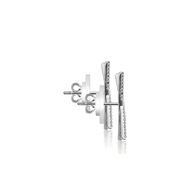 18k Gold Cross Diamond Earring