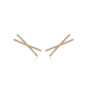 18k Gold Cross Diamond Earring