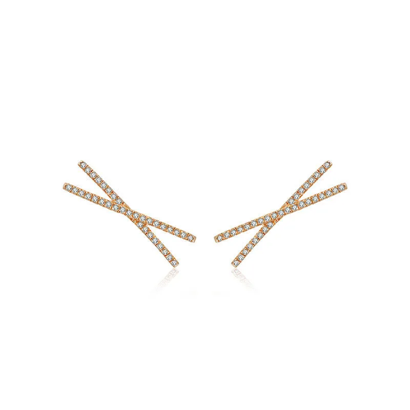 18k Gold Cross Diamond Earring