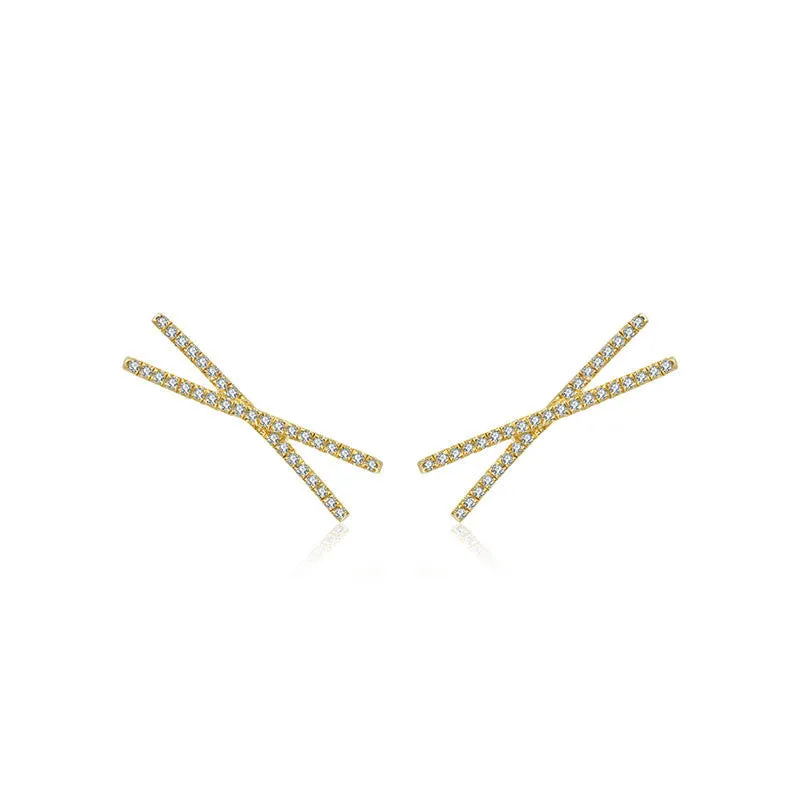 18k Gold Cross Diamond Earring