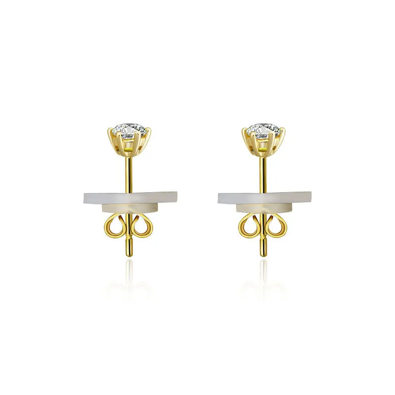 18k Gold Single Diamond Stud Earring With Six Claw Setting