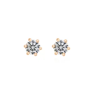 18k Gold Single Diamond Stud Earring With Six Claw Setting