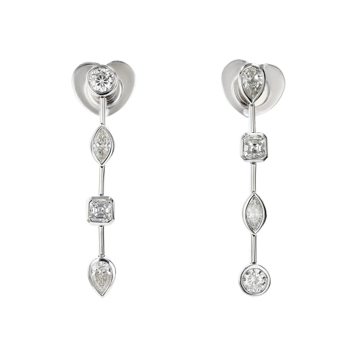 18K White Gold Cento Dolce Diamond Drop Earrings