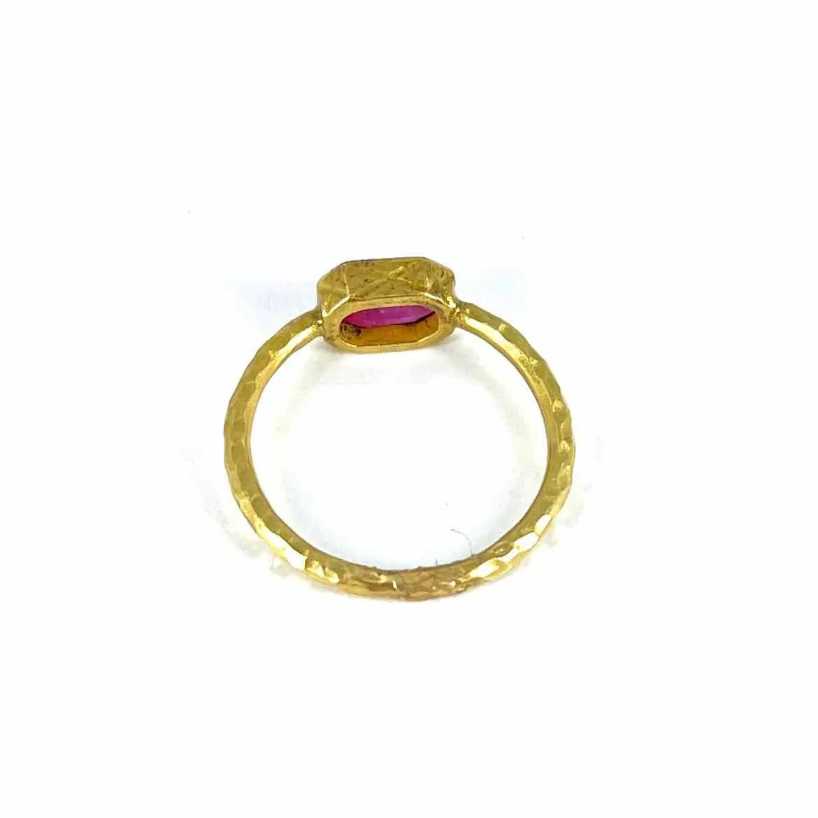 18K YELLOW GOLD RUBY 5mm x 7mm Women's  STACKING RING Size 7