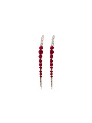 2.00ct Diamond Ruby 18K Gold Graduated Climber Drop Earrings